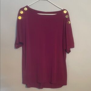 Cable & Gauge Maroon Top with Gold Button Details